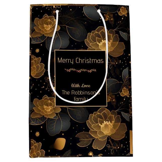 Sac Cadeau Moyen Nom personnalisé rose doré moderne (Devant)