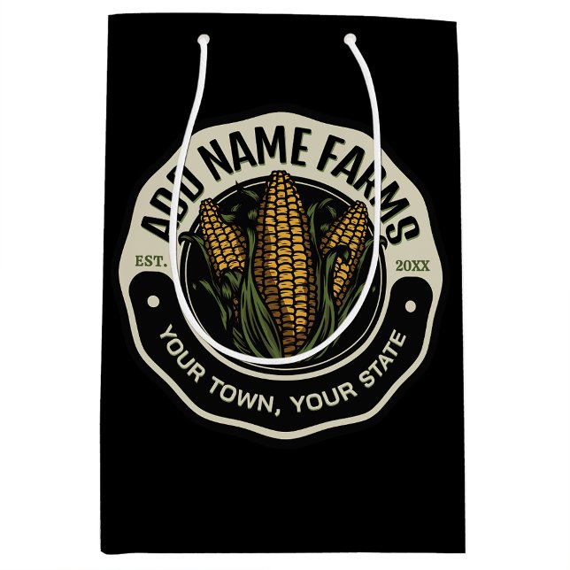 Sac Cadeau Moyen Noms personnalisés Sweet Corn Garden Farm Fermier  (Créateur téléchargé)