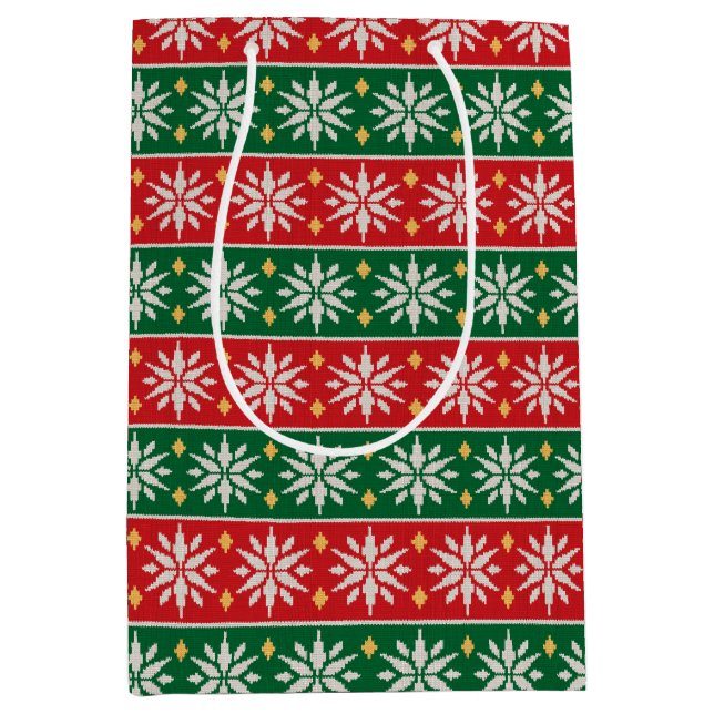 Sac Cadeau Moyen Nordic Noel Knit (Devant)