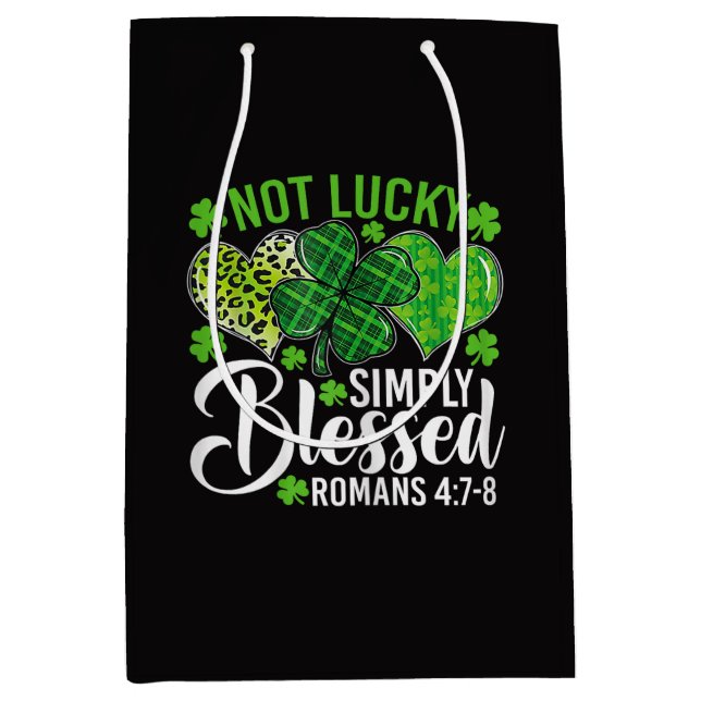 Sac Cadeau Moyen Not Lucky Simply Blessed Christian (Devant)