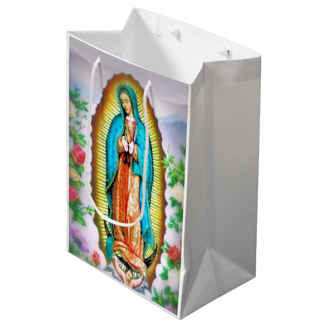Sac Cadeau Moyen Notre-Dame de Guadalupe Floral par Litany Lane (Devant Angle)