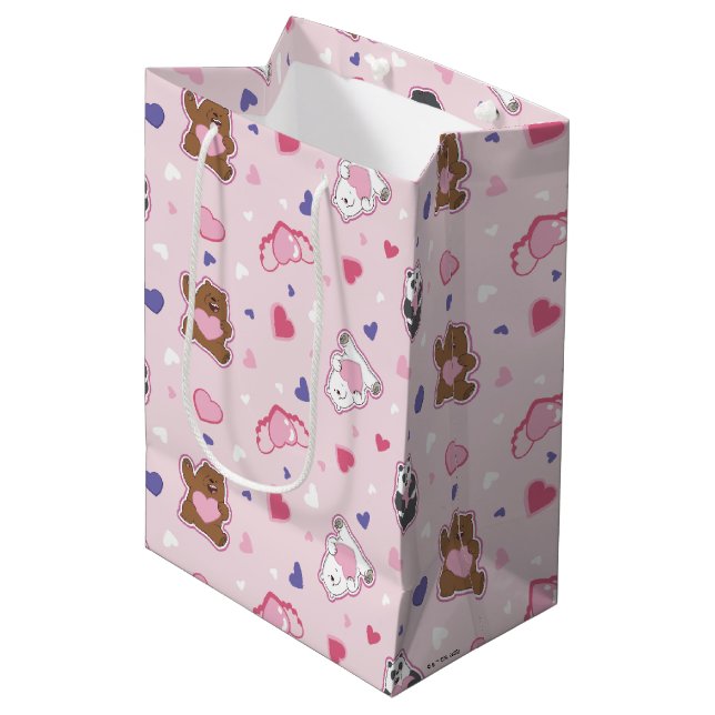 Sac Cadeau Moyen Nous les ours nus - Valentine Hearts Motif (Devant Angle)