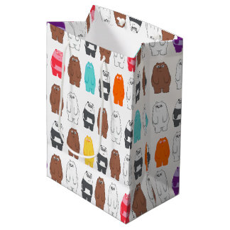 Sac Cadeau Moyen Nous Ours nu Motif d'ours coloré