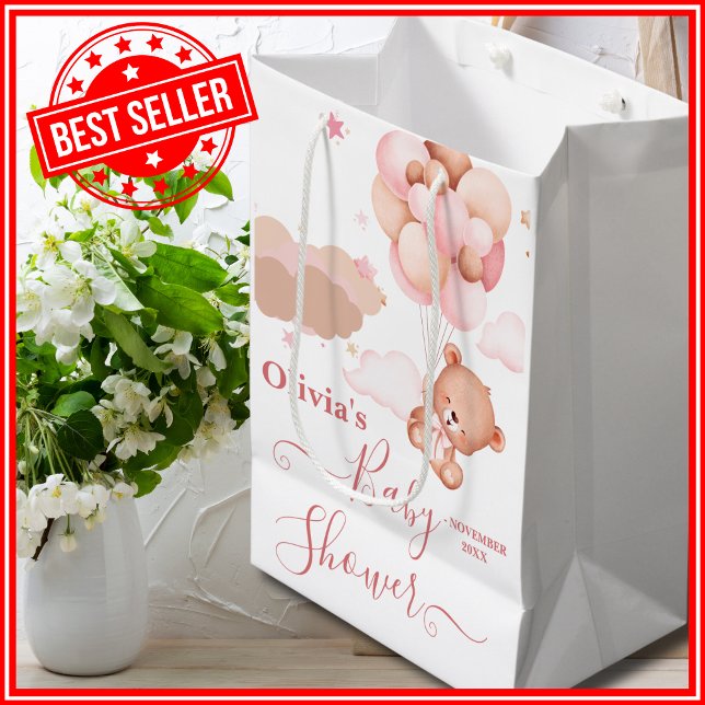 Sac Cadeau Moyen Nous Pouvons Attendre Pink Pooh Baby shower Ours (Créateur téléchargé)