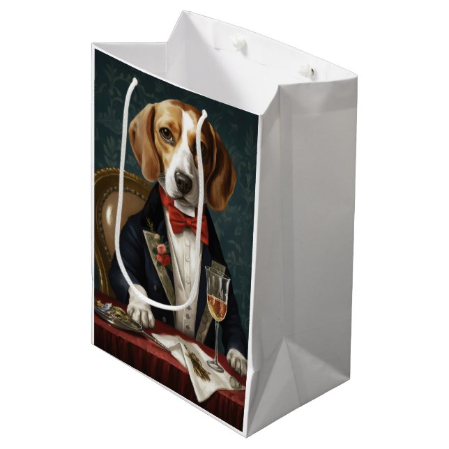 Sac Cadeau Moyen Nouvelle année Beagle (Devant Angle)