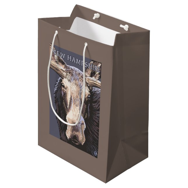Sac Cadeau Moyen Nouvelle de HampshireMoose fin (Devant Angle)