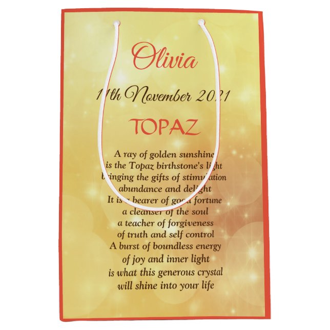 Sac Cadeau Moyen Novembre Birthstone Topaz design (Devant)