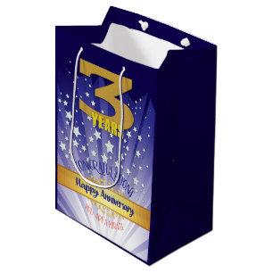 Sac Cadeau Moyen Numéro gras de l'anniversaire de récupération de 3