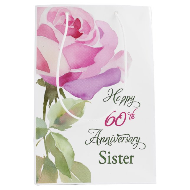 Sac Cadeau Moyen Nun 60th Anniversary Catholic Jubilee Pink Rose (Devant)