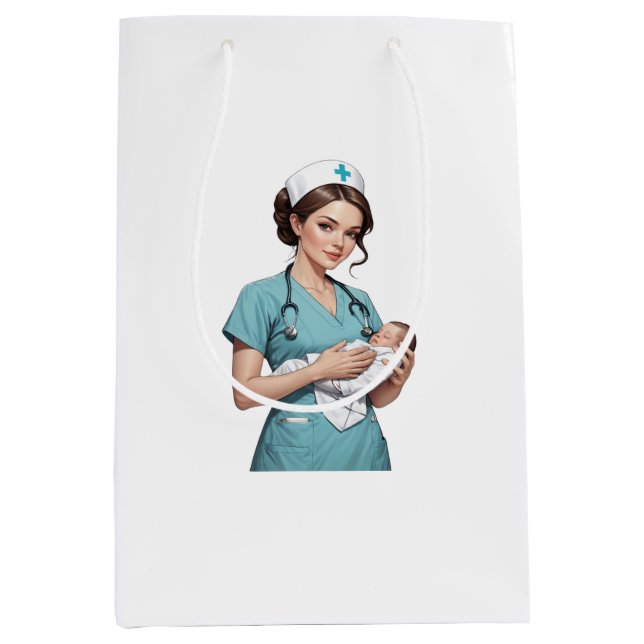 Sac Cadeau Moyen Nurse Holding Newborn – Gentle Care Medical Design (Devant)