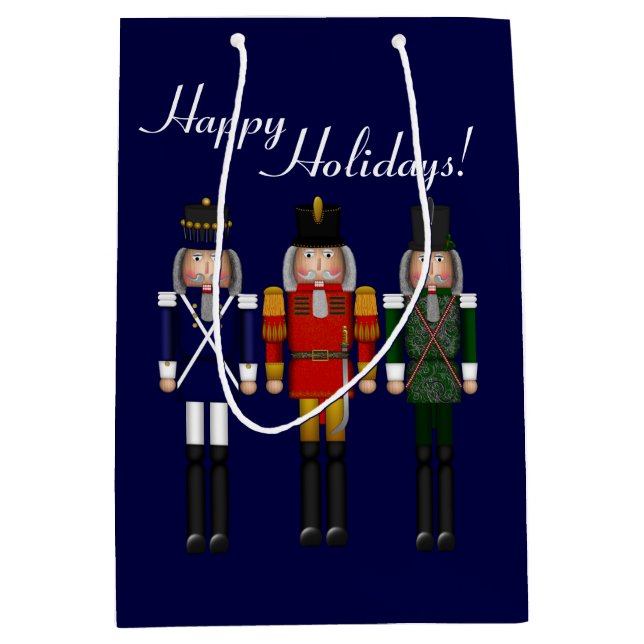 Sac Cadeau Moyen Nutcracker Trio, Blue-GIFT BAG M (Devant)