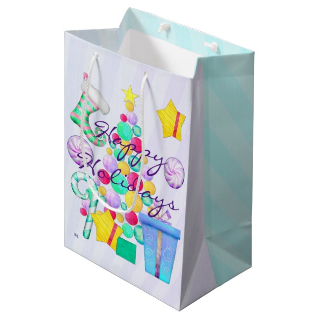 Sac Cadeau Moyen O Christmas Whimsey Folk Art (Devant Angle)