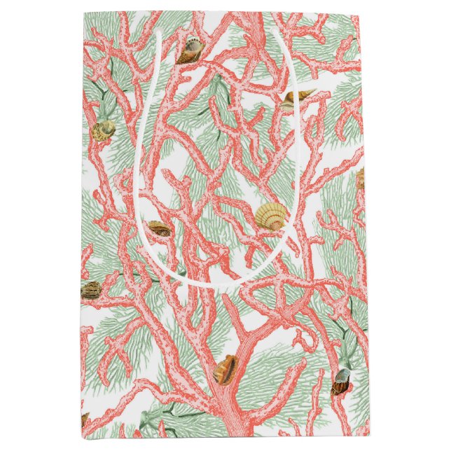 Sac Cadeau Moyen Ocean Coral Branches Coquillages Motif (Devant)