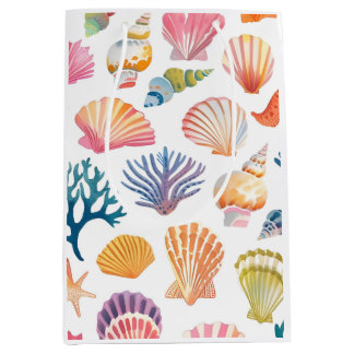 Sac Cadeau Moyen OceanModern Tropical Plant Print – Pink and Green 