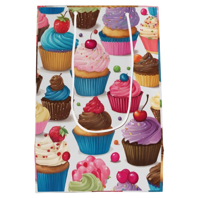 Sac Cadeau Moyen OEuvre de Cupcakes (Dos)