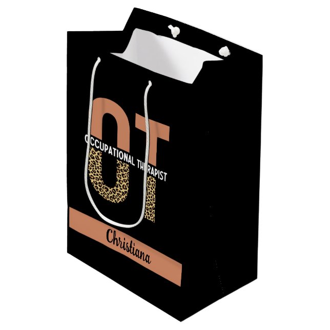 Sac Cadeau Moyen Offre d'appréciation personnalisée d'un ergothérap (Devant Angle)