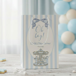 Sac Cadeau Moyen Oh Boy ! Carrousel Bleu Baby Shower Français
