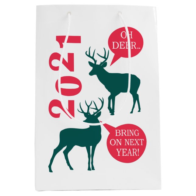 Sac Cadeau Moyen Oh Deer Reindeer Noël Fun (Devant)