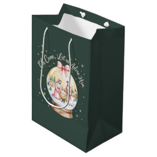 Sac Cadeau Moyen Oh venez adorons-Le Jésus Xmas Rose Coquette