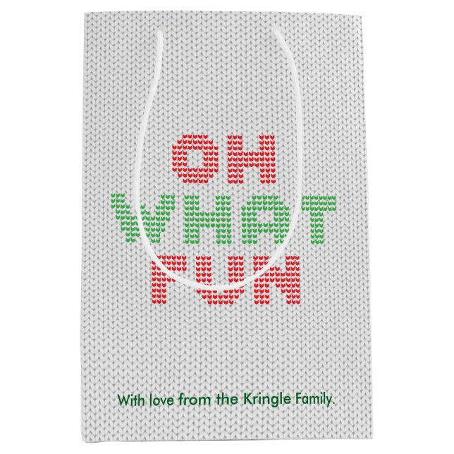 Sac Cadeau Moyen Oh What Fun Typographie Sweat de Noël (Devant)