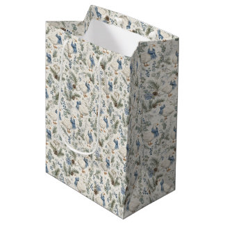 Sac Cadeau Moyen Oie d'hiver bleue aquarelle Noël vacances