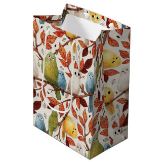 Sac Cadeau Moyen Oiseaux Drôle (Bois De Printemps)