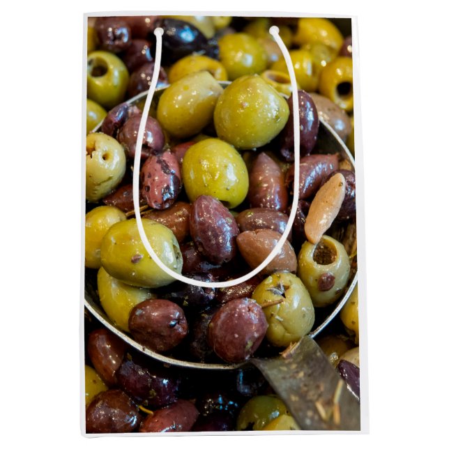 Sac Cadeau Moyen Olives noires et vertes séchées (Devant)