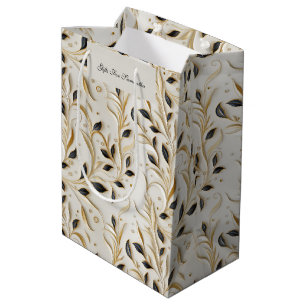 Sac Cadeau Moyen Or blanc glamour et noir Motifs sans couture