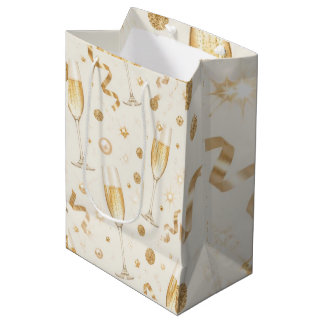Sac Cadeau Moyen Or Confettis dorés Champagne Luxe | Élégant C
