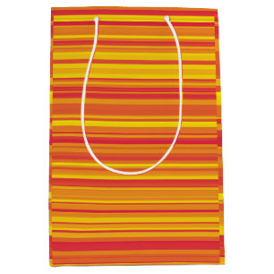 Sac Cadeau Moyen Orange rouge jaune rayures