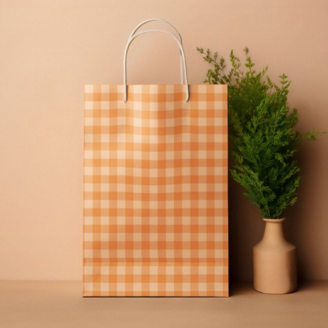 Sac Cadeau Moyen Orange Tartar plaid été (Orange Tartar plaid summer Medium Gift Bag)