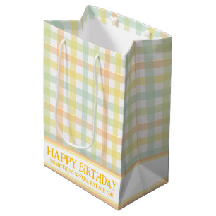 Sac Cadeau Moyen Orange Vert Jaune Bleu Pastel Moderne En vichy