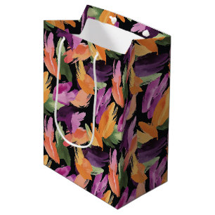 Sac Cadeau Moyen Orange Violet Vert Jaune Anniversaire Abstrait