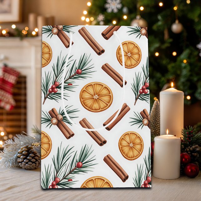 Sac Cadeau Moyen Oranges séchées Bâtons de cannelle Branches de sap (Créateur téléchargé)