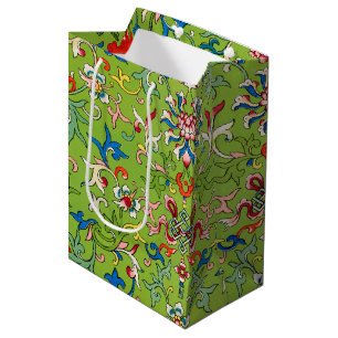 Sac Cadeau Moyen Ornement floral vert vintage Owen Jones chinois