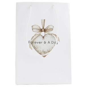 Sac Cadeau Moyen Ornements Cœurs Gris Crème Chic Mariage