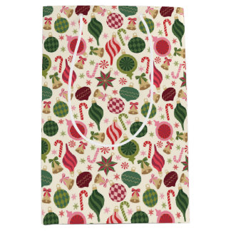 Sac Cadeau Moyen Ornements de Noël vintage