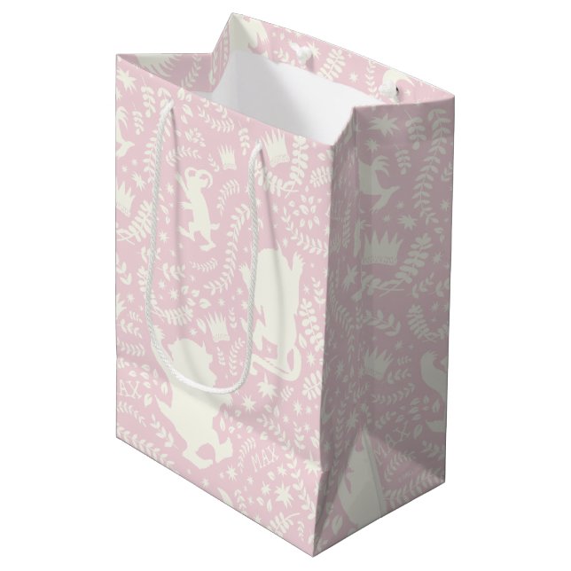 Sac Cadeau Moyen Où les choses sauvages rose modèle floral (Devant Angle)