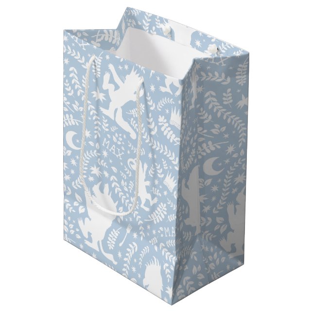 Sac Cadeau Moyen Où sont les créatures sauvages motif floral bleu (Devant Angle)