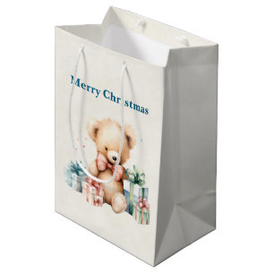 Sac Cadeau Moyen Ours en peluche mignonne avec cadeaux de Noël