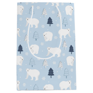 Sac Cadeau Moyen Ours polaires des bois d'hiver