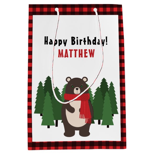 Sac Cadeau Moyen Ours Woodsy (Devant)
