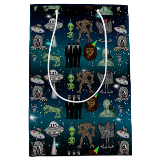 Sac Cadeau Moyen OVNI, Alien, Bigfoot Cryptid Birthday