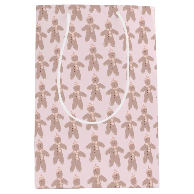 Sac Cadeau Moyen Pain d'hiver rose mignon hommes (Devant)