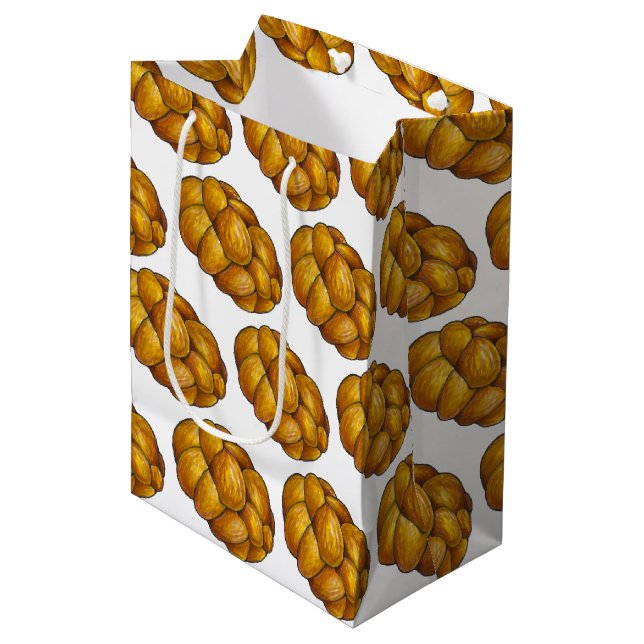 Sac Cadeau Moyen Pain tressé Challah de boulangerie juive Hanoukka (Devant Angle)