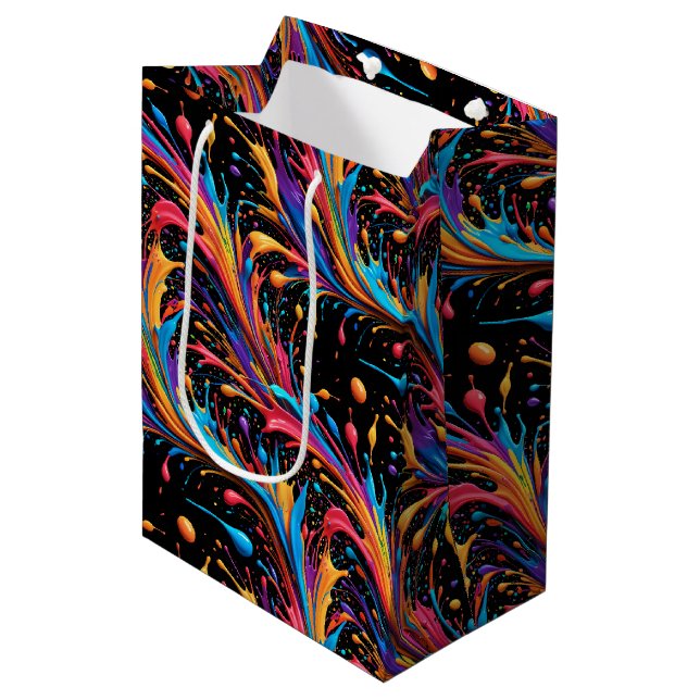 Sac Cadeau Moyen Paint Sauvage Vibrant (Devant Angle)