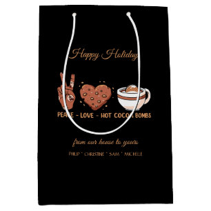 Sac Cadeau Moyen Paix, Amour, Bombes De Coca Chaud - Vacances D'Hiv
