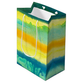 Sac Cadeau Moyen Palissades à bandes SPWW Turquoise vert et orange