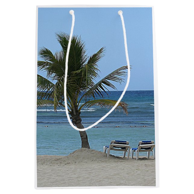 Sac Cadeau Moyen Palmier sur la plage (Devant)