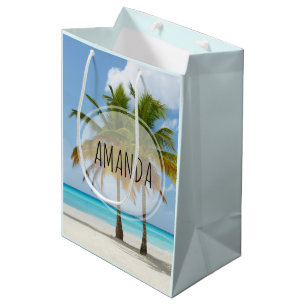 Sac Cadeau Moyen Palmiers pittoresques sur une plage tropicale